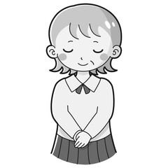 お辞儀をするシニア女性のイラスト