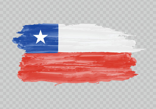 Watercolor painting flag of Chile
