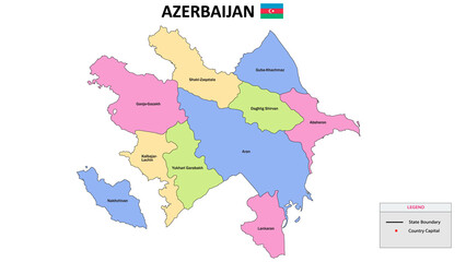 Azerbaijan Map. District map of Azerbaijan detailed map of Azerbaijan in color with capital.