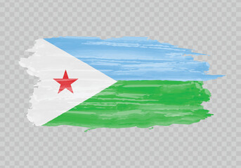 Watercolor painting flag of Djibouti