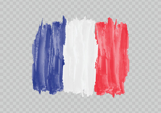 Watercolor painting flag of France