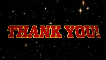 Animation of thank you and stars on night sky