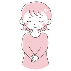 お辞儀をするシニア女性のイラスト