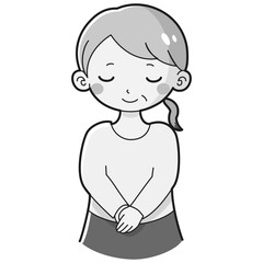 お辞儀をするシニア女性のイラスト