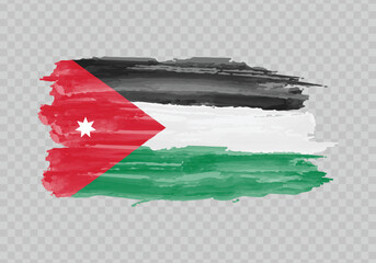 Watercolor painting flag of Jordan