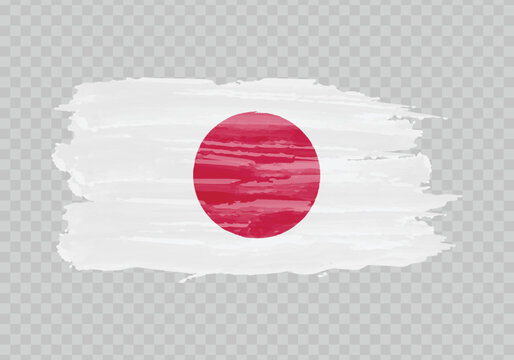 Watercolor painting flag of Japan