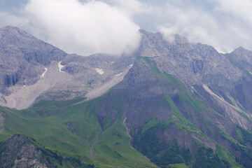 Panorama of Alps opening from Fellhorn peak, Bavaria, Germany	