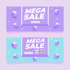 Sale banner template design, Mega sale special offer for promotion marketing, web and print design. End of season discount.
