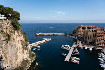 View of Monaco Bay,  from top of giant rock of the country. 