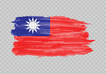 Watercolor painting flag of Taiwan