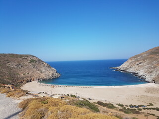 zorkos beach in andros island greece on the north side of the island