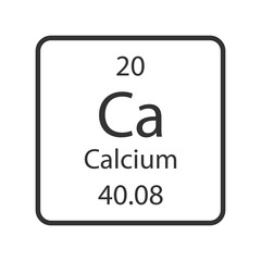 Calcium symbol. Chemical element of the periodic table. Vector illustration.
