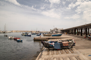 Fisherman's boat at Bari Harbour, Apulia Italy