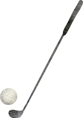 Watercolor Golf and Ball
