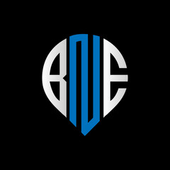 BNE logo monogram isolated on circle element design template, BNE letter logo design on black background. BNE creative initials letter logo concept. BNE letter design.
