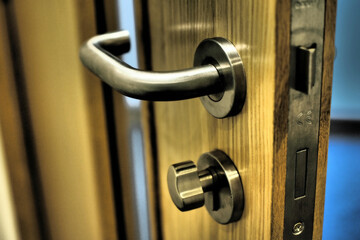Office door with chrome handle with intrenal twist lock