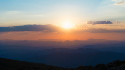 Beautiful Landscape in the Mountain at Sunset. Vitosha Mountain in Bulgaria 