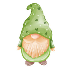 Green Gnome man watercolor