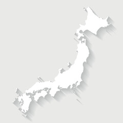 Simple white Japan map on gray background, vector, illustration, eps 10 file