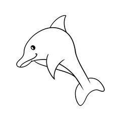Obraz premium Monochrome picture, marine life, cute dolphin, vector illustration in cartoon