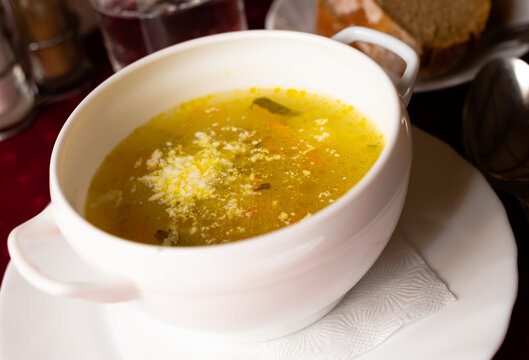 soup with pickles and barley. pickle