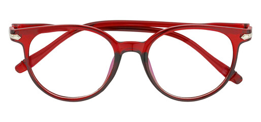 Cutout of  isolated red glasses with the transparent png background
