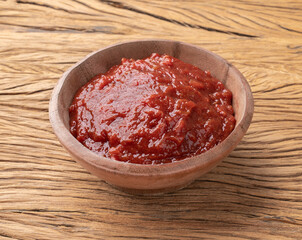 Goiabada, traditional brazilian creamy guava sweet over wooden table