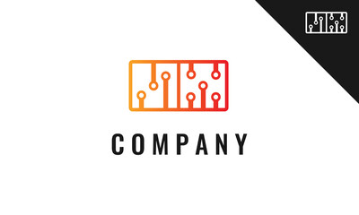 Domino Technology Logo Design With Gardient Color, Available Black And White