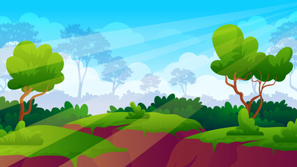 Forest Landslide cartoon vector illustration