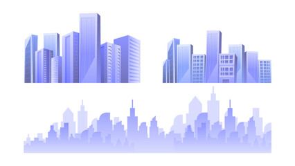 Cityscape skyline or skyscraper buildings elements collections 