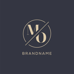 Initial letter MO logo with simple circle line, Elegant look monogram logo style - obrazy, fototapety, plakaty