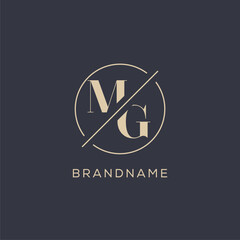 Initial letter MG logo with simple circle line, Elegant look monogram logo style - obrazy, fototapety, plakaty
