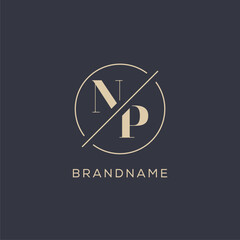 Initial letter NP logo with simple circle line, Elegant look monogram logo style © robinstark