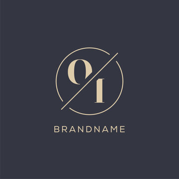 Initial letter OI logo with simple circle line, Elegant look monogram logo style