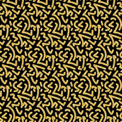 Golden hand drawn textured background, seamless pattern black golden shimmer shiny background