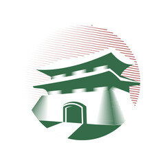 Ancient asian castle gate vector logo design