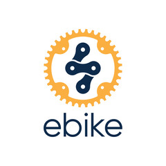 Gear and  Chain Bolt E-Bike logo design