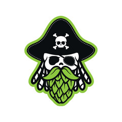 Flying Dutchman pirate with Beer Hops logo design