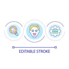 Measuring employee satisfaction loop concept icon. Worker productivity assessment abstract idea thin line illustration. Gathering data. Isolated outline drawing. Editable stroke. Arial font used