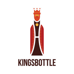 King characters made from a bottle shape logo design