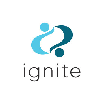 Abstract swoosh two 2 people with negative space ignite fire logo design