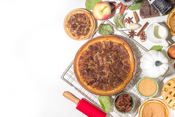 Autumn pie and cakes baking background