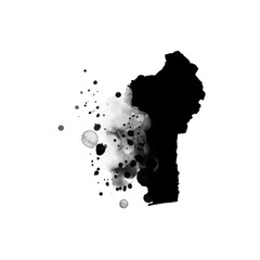 Black artistic country map- form mask on white background. Benin