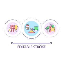 Prioritize good nutrition loop concept icon. Maintaining balanced diet abstract idea thin line illustration. Healthy eating for weight loss. Isolated outline drawing. Editable stroke. Arial font used