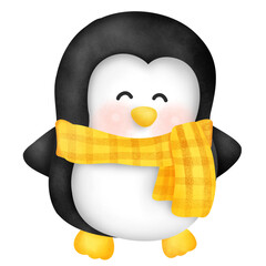 watercolor cute penguin 