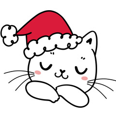 cute kitten cat Christmas doodle outline drawing 