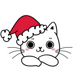 cute kitten cat Christmas doodle outline drawing 
