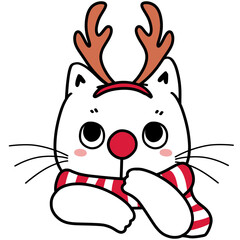 cute kitten cat Christmas doodle outline drawing 