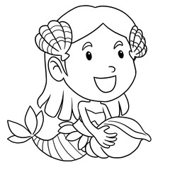 cute little mermaid coloring page