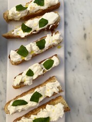 Afternoon delight -- exactly right crusty yet soft Italian bread with perfect Burrata Basil Salt and Olive Oil Drizzle.